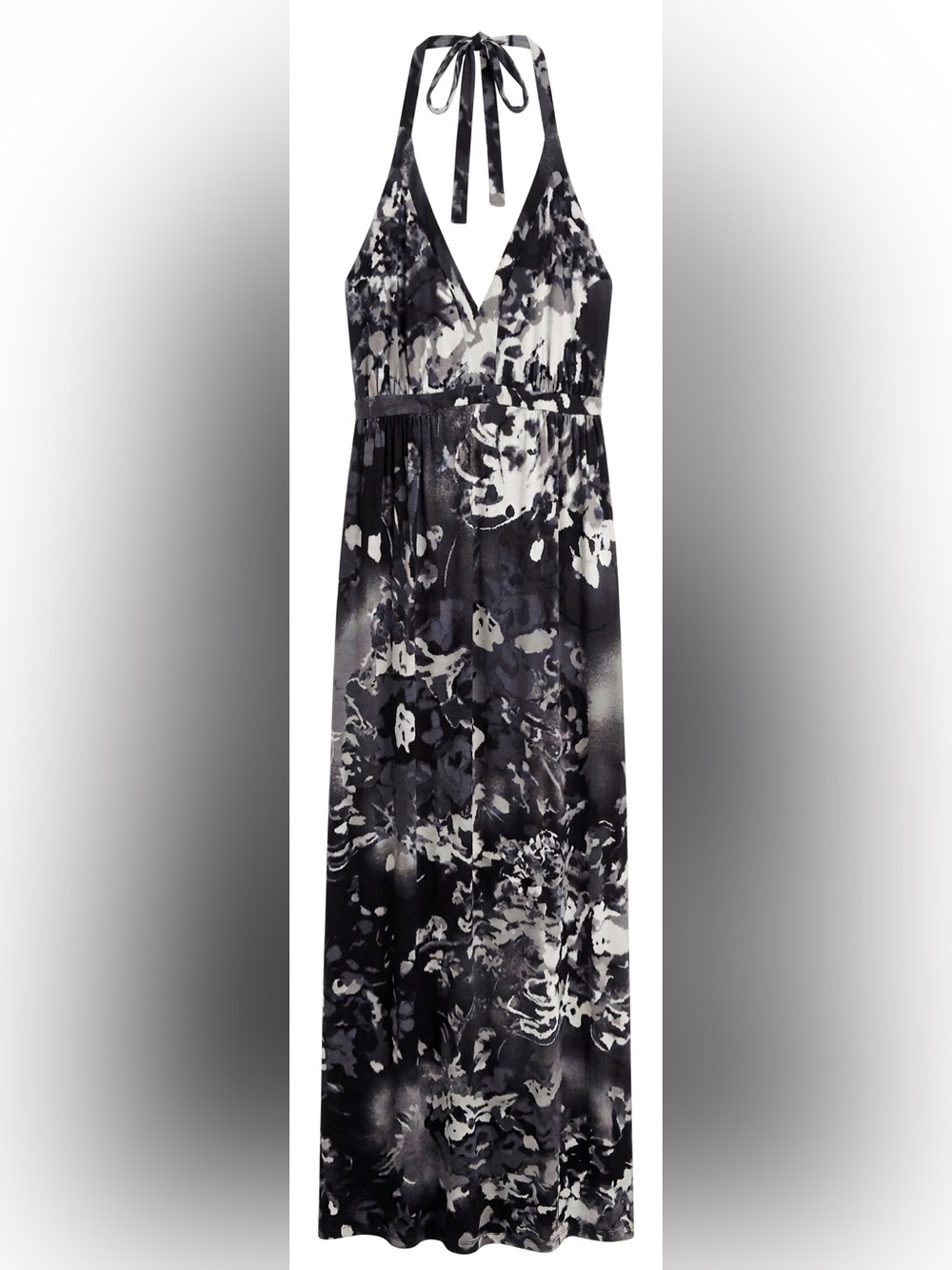 Express Halter Maxi Dress in Black and White Floral
